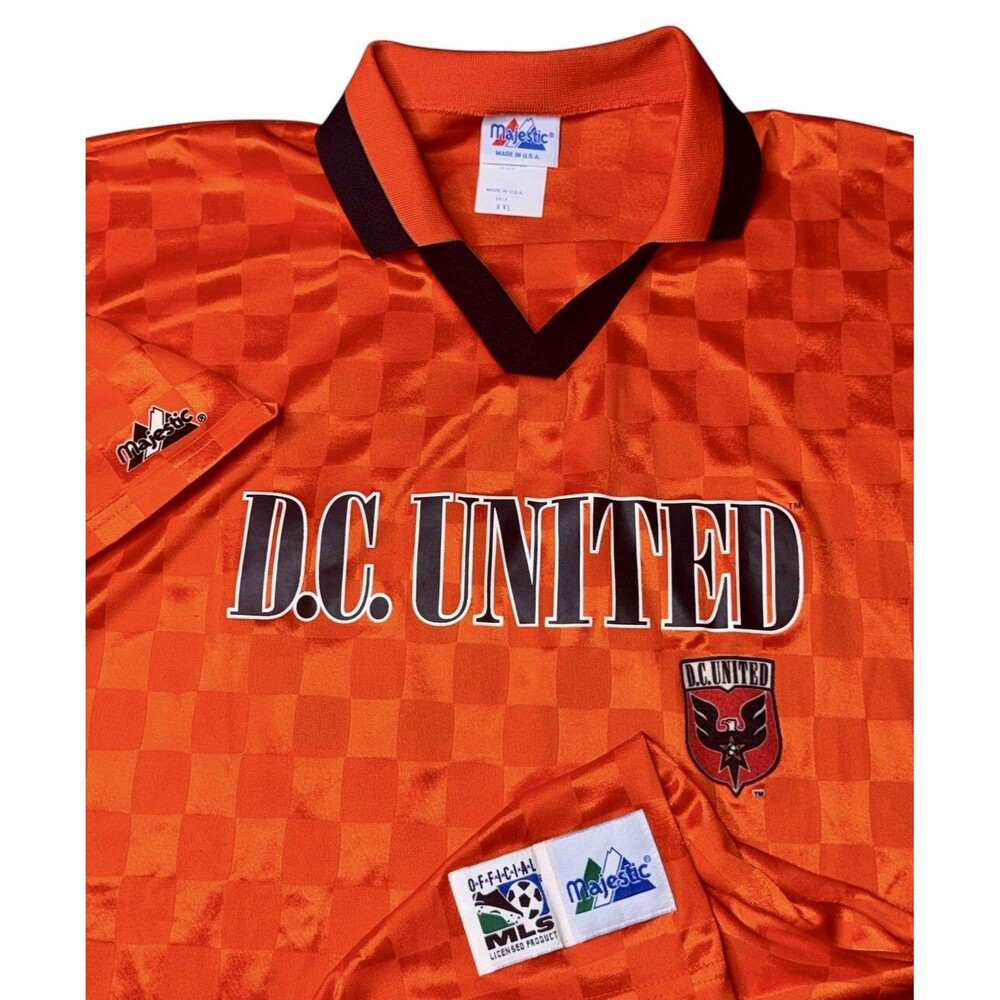 Vintage Men's Majestic DC United Checkerboard MLS Soccer Jersey Kit 90s Sz XXL